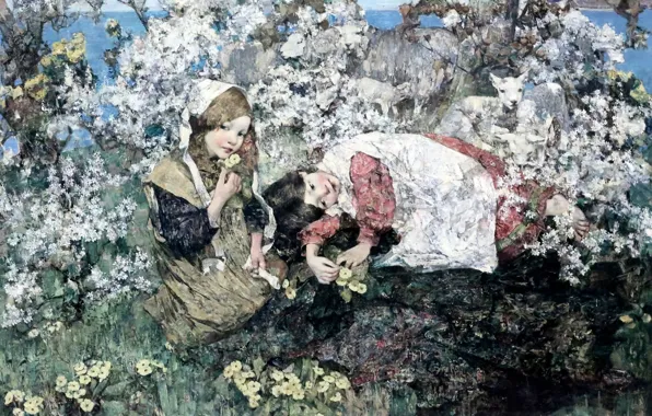 Картинка картина, художник, Glasgow, Idylle in Spring, Edward Atkinson Hornel, Edimbourg