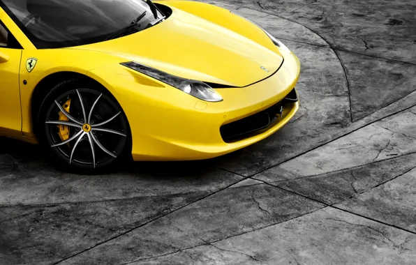 Картинка Ferrari, феррари, жёлтая, 458, yellow, италия, Italia