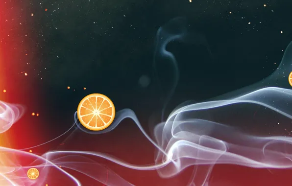 Картинка ночь, фон, дым, апельсин, фрукты, глинтвейн