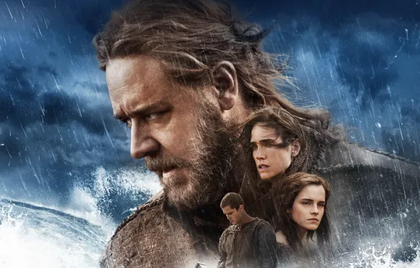 Картинка Action, Fantasy, Emma Watson, Clouds, Lightning, Girls, Wallpaper, Russell Crowe, Sea, Weapons, Male, Face, Man, …