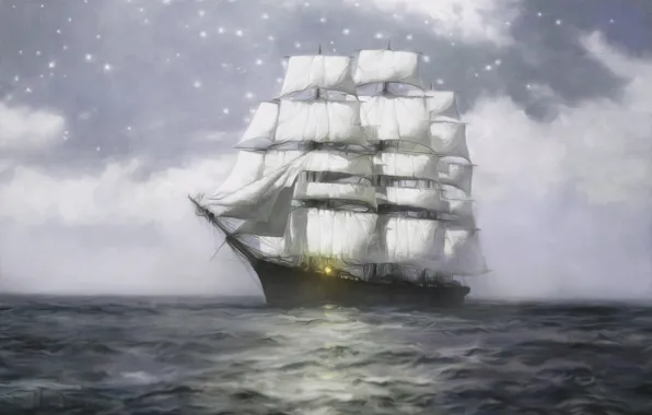 Картинка море, океан, Корабль, Судно, sea, ocean, Парус, Ship