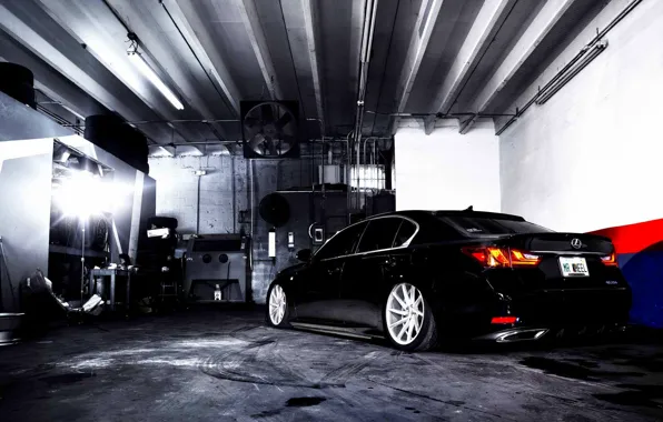 Картинка Lexus, wheels, black, rear, vossen, GS 350