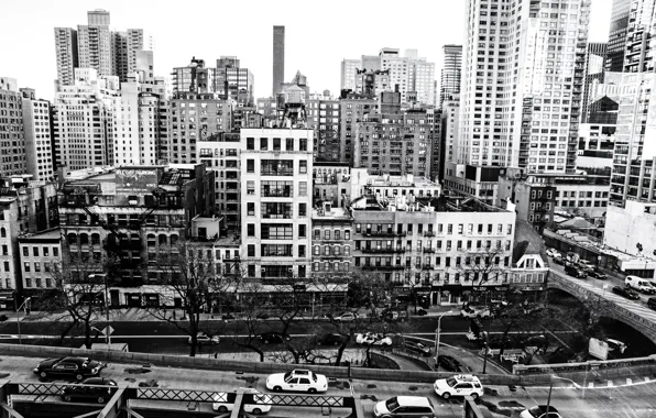 Картинка USA, United States, cars, bridge, Streets, New York, Manhattan, NYC, New York City, taxi, black …