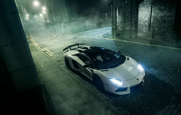 Картинка Lamborghini, night, Aventador, mist, GFWilliams Photographer