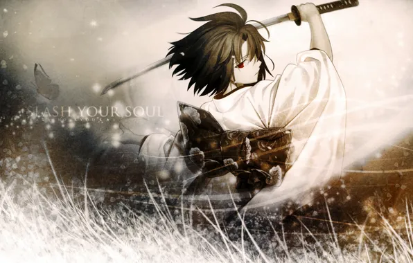 Картинка обои, меч, самурай, Аниме