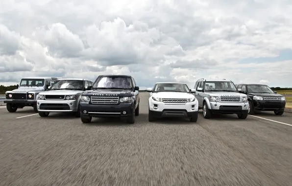 Картинка небо, асфальт, Range Rover, аэродром, land rover, Range Rover Sport, Discovery, mixed, Evoque, дискавери, эвок, …