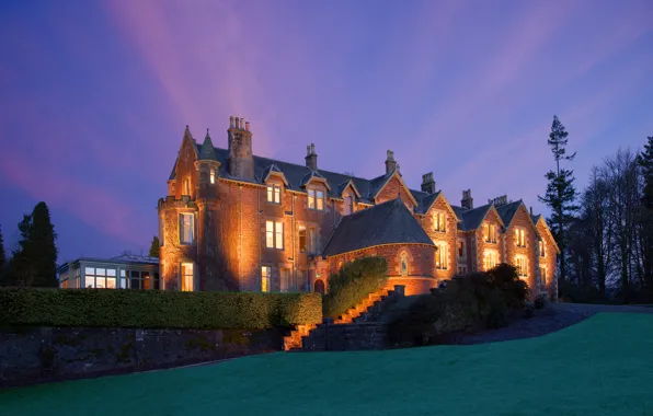 Картинка замок, вечер, Шотландия, Scotland, England, Dunblane