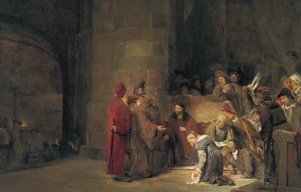 Картинка картина, религия, мифология, Арт де Гелдер, Христос и Грешница