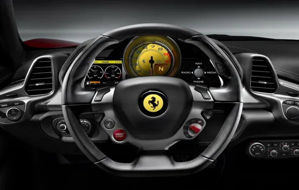 Картинка car, Ferrari, control, interior, command, dashboard
