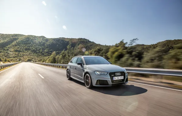 Картинка движение, Audi, скорость, трасса, Sportback, RS3