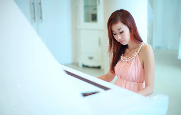 Картинка девушка, музыка, азиатка, пианино