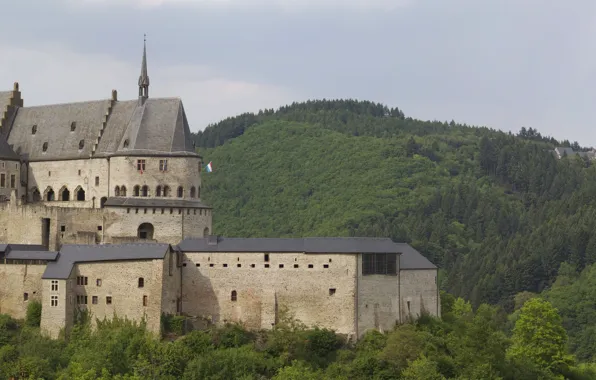 Картинка Castle, Vianden, Luxembourg, Middle Age, stronghold, Native dual monitors