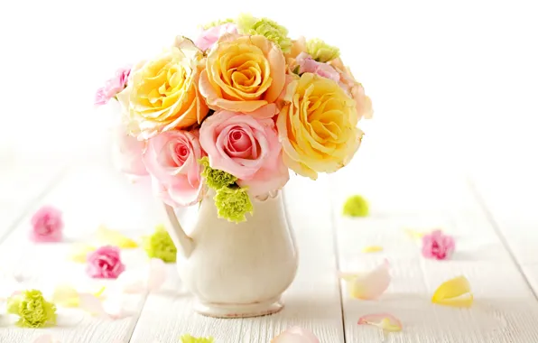 Картинка розы, букет, нежные, flowers, bouquet, roses, tender, pastel