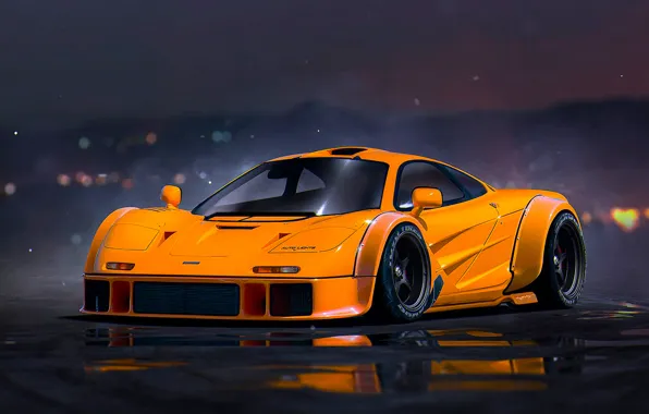 Картинка McLaren, Orange, Tuning, Future, Supercar, Nigth, by Khyzyl Saleem