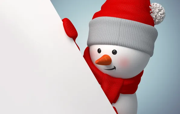 Картинка рендеринг, новый год, снеговик, christmas, new year, cute, snowman, banner