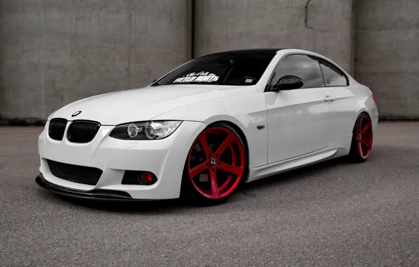 Картинка BMW, Red, White, E92, Wheels