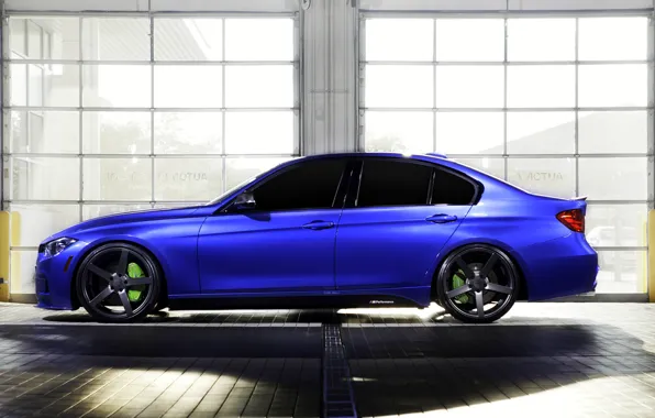 Картинка синий, бмв, BMW, wheels, side, blue, 335i, vossen, 3 серия, f30