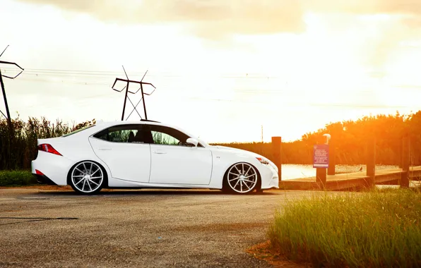 Картинка Lexus, white, side, vossen wheels, IS F-sport