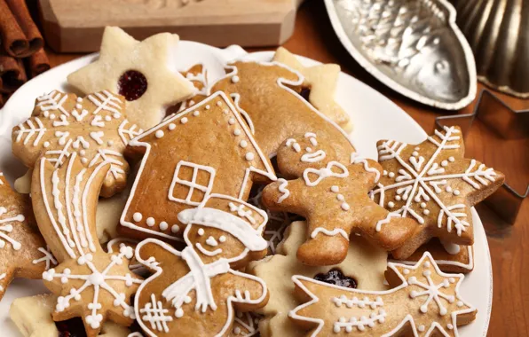 Картинка Новый Год, печенье, Рождество, Christmas, выпечка, сладкое, Xmas, глазурь, cookies, decoration, Merry