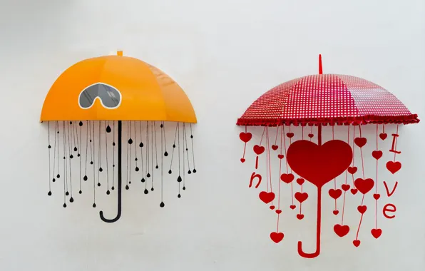 Картинка желтый, красный, зонтик, фон, widescreen, обои, настроения, сердце, зонт, зонтики, зонты, wallpaper, сердечко, umbrella, широкоформатные, …