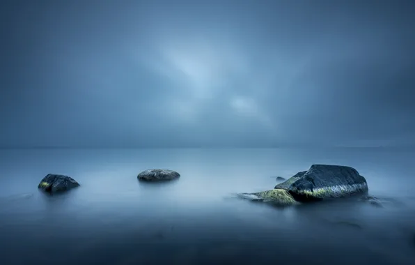 Картинка море, ночь, камни