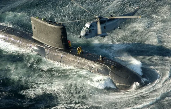Картинка техника, USA, вертолёт, подводная лодка, helicopter, weapons, submarine, arms