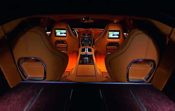 Картинка Aston Martin, Rapide, интерьер, кожа, подсветка, суперкар, эксклюзив, четырехдверный