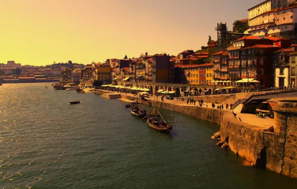 Картинка город, побережье, дома, Португалия, Porto