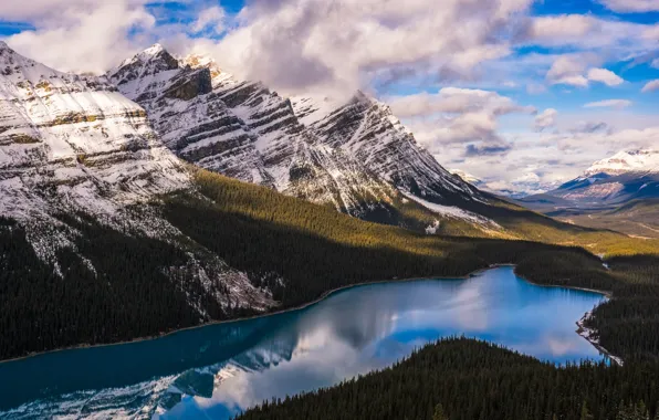 Картинка облака, горы, озеро, Канада, леса