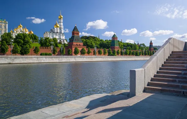 Картинка река, Москва, Россия, набережная, Москва-река, Московский Кремль, Софийская набережная