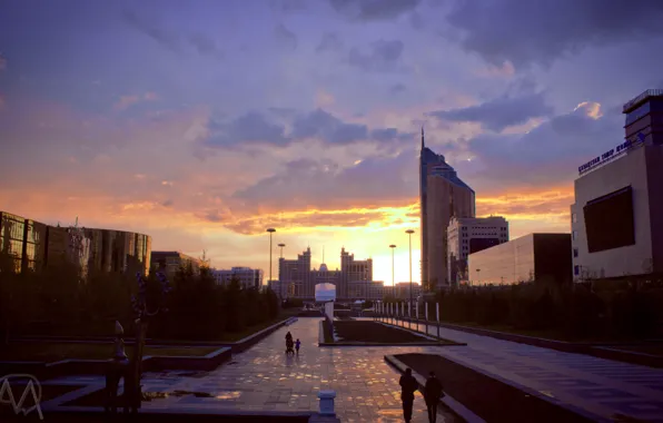 Картинка минимализм, Astana, ADM, Kazakhstan, водно-зеленый бульвар