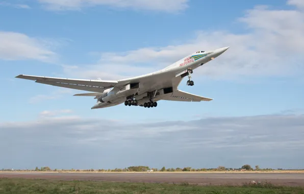 Картинка небо, взлет, стратегический, Ту-160, сверхзвуковой, бомбардировщик-ракетоносец, «Белый лебедь»