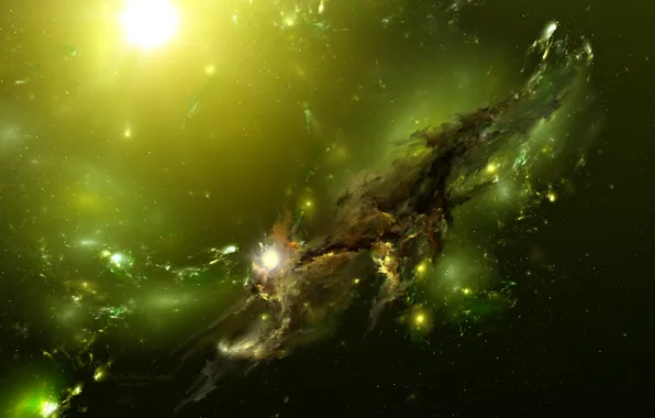 Картинка Вселенная, зеленая, The Ov3RMinD Nebula