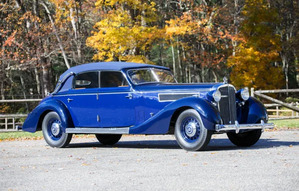 Картинка осень, синий, ретро, Maybach, autumn, 1938, Cabriolet, SW38