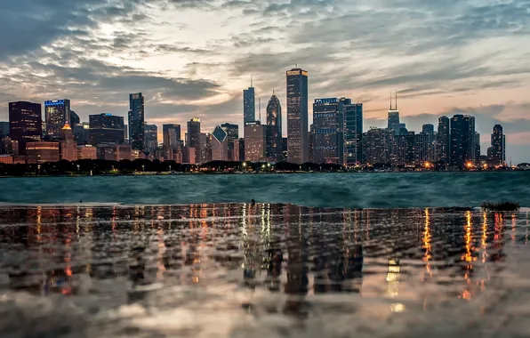 Картинка отражение, вид, Чикаго