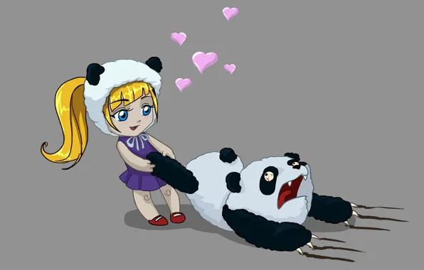 Картинка аниме, Панда, девочка