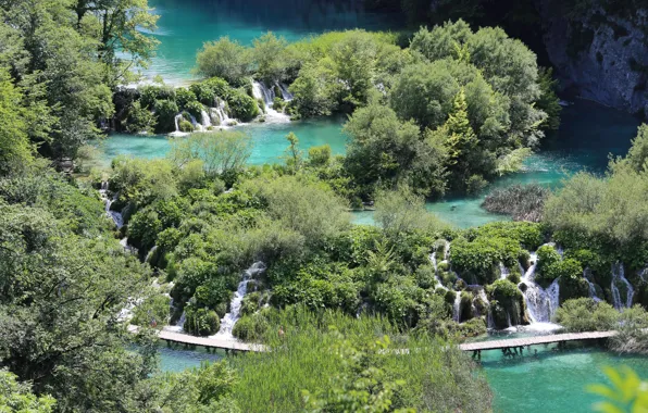 Картинка озера, plitvice lakes, Хорватия, каскады, kroatien, Плитвице