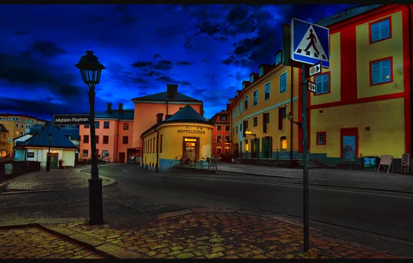 Картинка city, город, улица, вечер, швеция, Sweden, evening, Uppsala