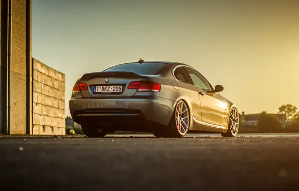 Картинка BMW, silver, wheels, E92, rearside