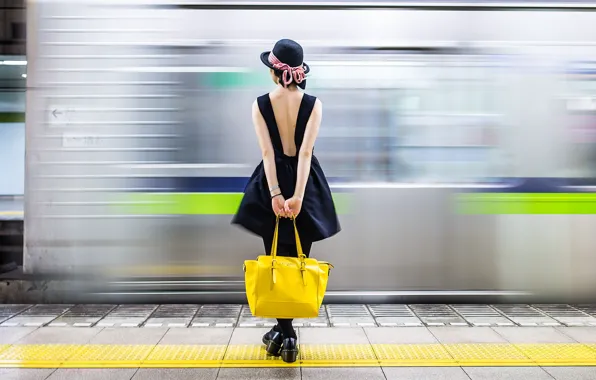Картинка девушка, фон, поезд