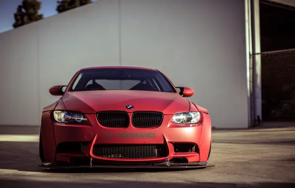 Картинка BMW, red, wheels, tuning, front, E92