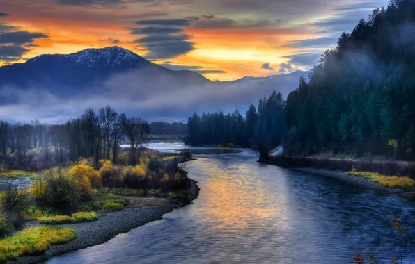Картинка закат, природа, река, Sunrise, Idaho, Swan Valley