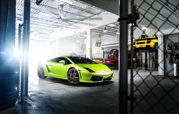 Картинка Lamborghini, Gallardo, Green, Garage