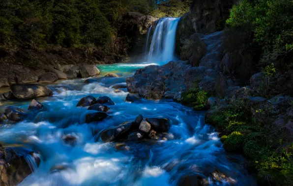 Картинка река, водопад, Новая Зеландия, New Zealand, Tawhai Falls, Tongariro National Park, Национальный парк Тонгариро