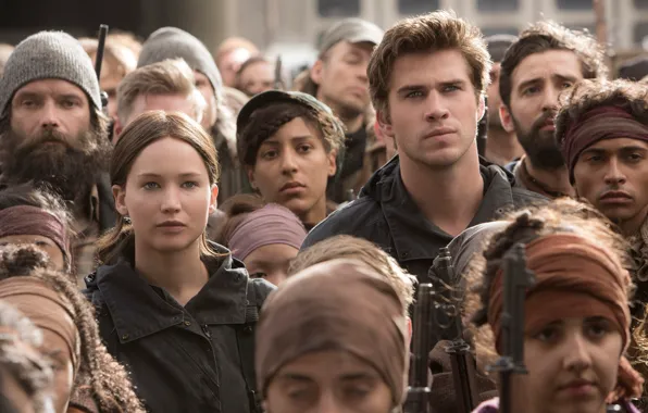 Картинка Jennifer Lawrence, Katniss Everdeen, Liam Hemsworth, Голодные игры:Сойка-пересмешница, The Hunger Games:Mockingjay - Part-2