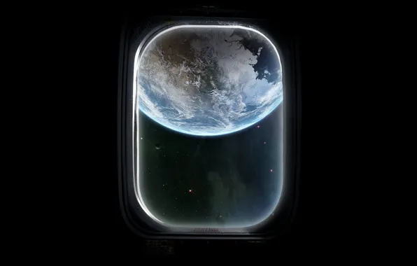 Картинка space, spaceship, window, planet