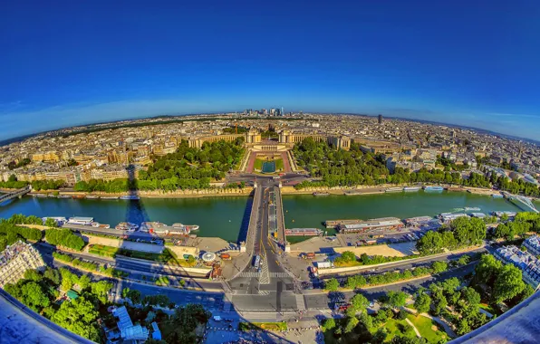 Картинка Франция, Париж, здания, дороги, тень, горизонт, Сена