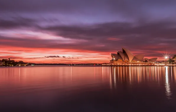 Картинка закат, город, Сидней, австралия, Australia, Sydney, опера хаус