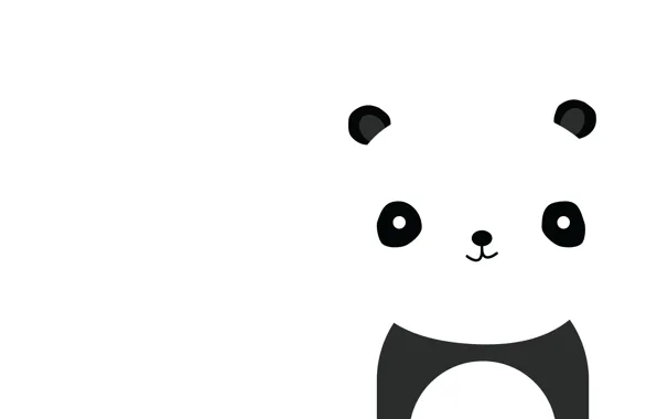 Картинка белый, улыбка, чёрный, минимализм, панда