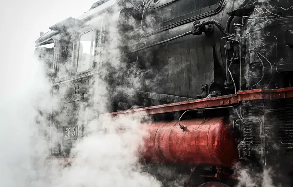Картинка дым, паровоз, Поезд